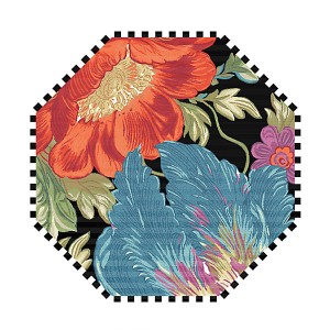 سجادة من الصوف من مجموعة فلاور ماركت لون أسود - 6 قدم اوكتاغون